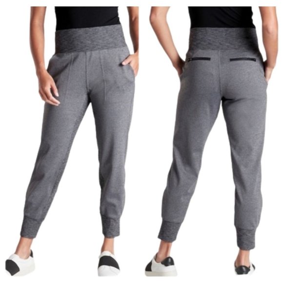 Athleta Pants - Athleta Gray Heather Elastic Waist High Rise Vince Athletic Joggers Size L